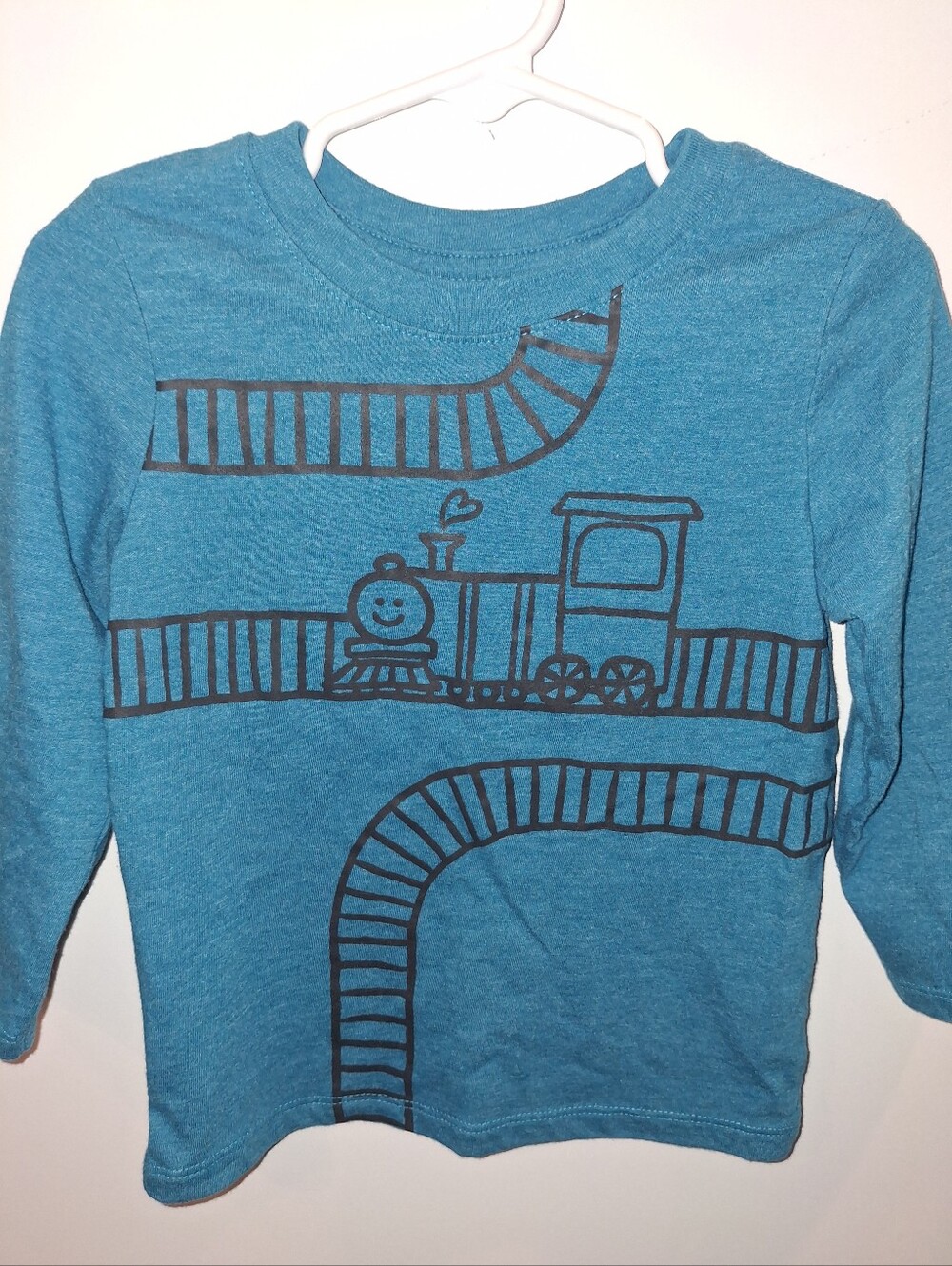 Cat & Jack Teal Blue Train Long-Sleeve Tee